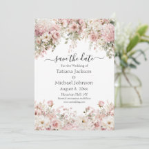 moderne waterverf roze bloemige save the date kaar
