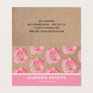 Moderne Waterverf roze donuts Professional Visitekaartjes