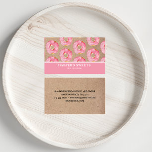 Moderne Waterverf roze donuts  Visitekaartje