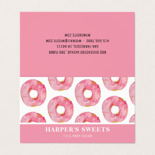 Moderne Waterverf roze donuts  Visitekaartjes