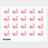 Moderne Waterverf Roze Flamingo Ronde Sticker (Vel)