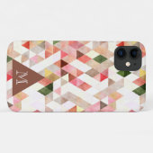 Moderne Waterverf roze groene driehoek Monogram Case-Mate iPhone Case (Achterkant (horizontaal))