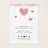 Moderne waterverf Roze Hart oorbel Display kaart (Achterkant)