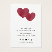 Moderne waterverf Roze Hart oorbel Display kaart (Achterkant)