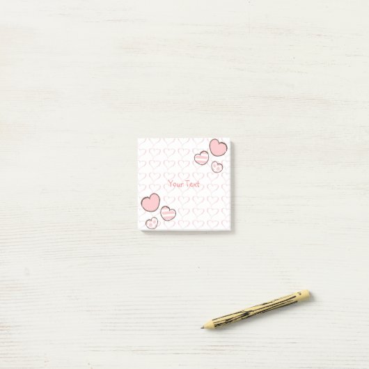 Moderne Waterverf Roze harten Aangepast Post-it® Notes (Op bureau)