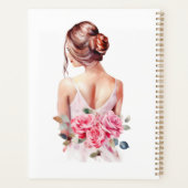 Moderne waterverf roze trouwjurk bruids douche planner (Achterkant)