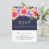 Moderne Waterverf Rozen Floral Bouquet Weddin RSVP (Staand voorkant)