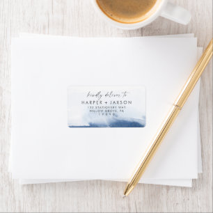 Moderne Waterverf RSVP-adres van het blauwe huwe Etiket