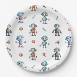 Moderne Waterverf Schattigee Robot Kinder Papieren Bordje
