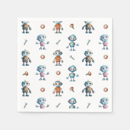 Moderne Waterverf Schattigee Robot Kinder Patroon Servet