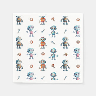 Moderne Waterverf Schattigee Robot Kinder Patroon Servet
