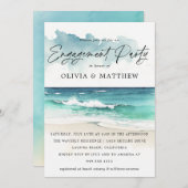 Moderne Waterverf Script Beach Engagement Party Kaart (Voorkant / Achterkant)