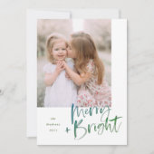 Moderne Waterverf Script Merry and Bright Holiday  Feestdagenkaart (Voorkant)