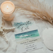 Moderne waterverf script oceaankust QR-code Save The Date