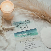 Moderne waterverf script oceaankust QR-code Save The Date