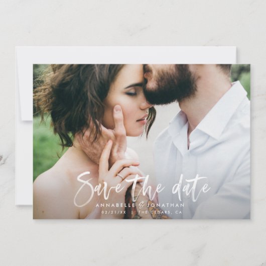 Moderne waterverf scripttypografie eenvoudige brui save the date (Voorkant)