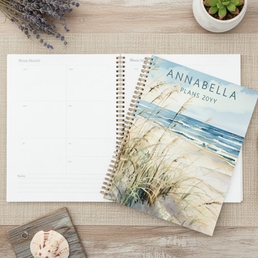 Moderne Waterverf Seaside Beach Kust Persoonlijk Planner