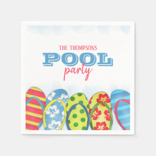 Moderne Waterverf Simple Pool Party-Teenslippers Servet