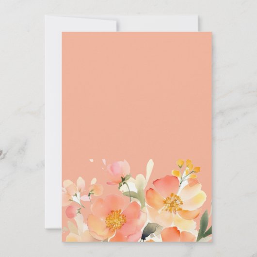 Moderne Waterverf Sinaasappel Perzik Bloemenbruilo Kaart (Achterkant)