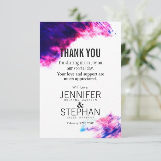 Moderne Waterverf Smudges Bedankt kaarten (Staand voorkant)