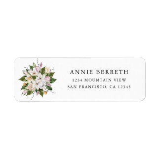 Moderne Waterverf Spring Bouquet Pastel Tulip roze Etiket