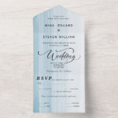 Moderne waterverf strandbruiloft all in one uitnodiging (Binnen)