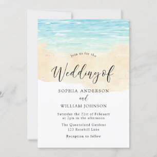 Moderne Waterverf strandbruiloft met waterzand en Kaart