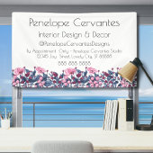 Moderne Waterverf Stusty Blue en Roze Floral Spandoek