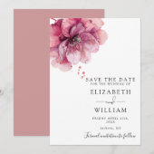 Moderne Waterverf Stusty Roos Floral Wedding Save The Date (Voorkant / Achterkant)