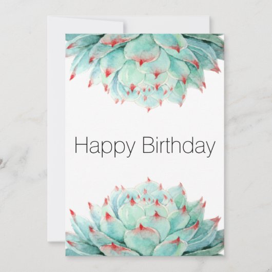 Moderne Waterverf Succulents Birthday Kaart (Voorkant)