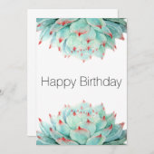 Moderne Waterverf Succulents Birthday Kaart (Voorkant / Achterkant)