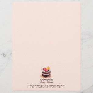 Moderne waterverf taart patisserie cupcake dessert persoonlijk briefhoofd