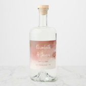 Moderne Waterverf Terracotta Desert Boho Bruiloft Likeurfles Etiket (Voorkant)