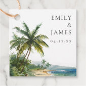 Moderne Waterverf Tropical Beach Bruiloft Bedankjes Labels (Voorkant)