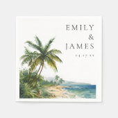 Moderne Waterverf Tropical Beach Bruiloft Servet (Voorkant)