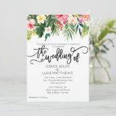 Moderne Waterverf Tropical Flowers Bruiloft Kaart (Staand voorkant)