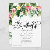 Moderne Waterverf Tropical Flowers Bruiloft Kaart (Voorkant / Achterkant)