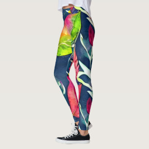 Moderne waterverf tropische bladeren patroon leggings
