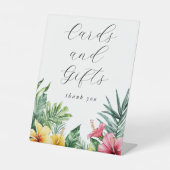 Moderne Waterverf Tropische Bloemen Kaarten en Ges Reclamebord Met Voetstuk (Voorkant)