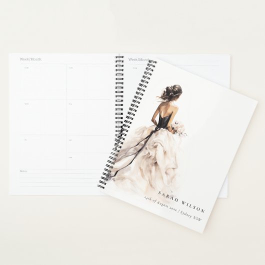 Moderne Waterverf Trouwjurk Vrijgezellenfeest Planner (Display)