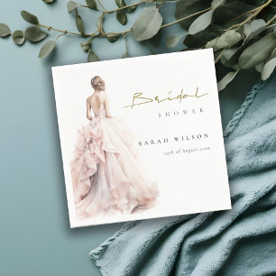 Moderne Waterverf Trouwjurk Vrijgezellenfeest Servet