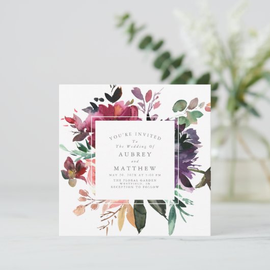 Moderne Waterverf tuinbouwbruiloft Kaart (Staand voorkant)