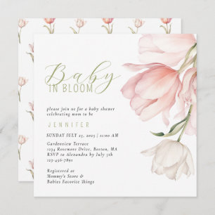 Moderne Waterverf Tulp Baby shower Kaart