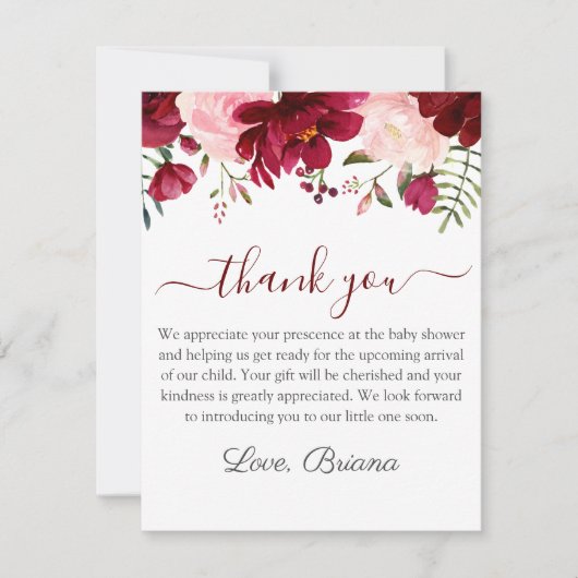 Moderne Waterverf van Floral Girl Baby shower in Kaart (Voorkant)