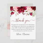 Moderne Waterverf van Floral Girl Baby shower in Kaart (Voorkant / Achterkant)