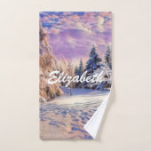 Moderne waterverf van gekleurde sneeuwbomen bad handdoek (Handdoek)