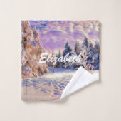 Moderne waterverf van gekleurde sneeuwbomen bad handdoek (Wasdoekje)