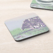 Moderne waterverf van gekleurde sneeuwbomen bier onderzetter (Linkerzijde)