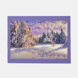 Moderne waterverf van gekleurde sneeuwbomen deurmat