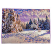 Moderne waterverf van gekleurde sneeuwbomen groot cadeauzakje (Achterkant)